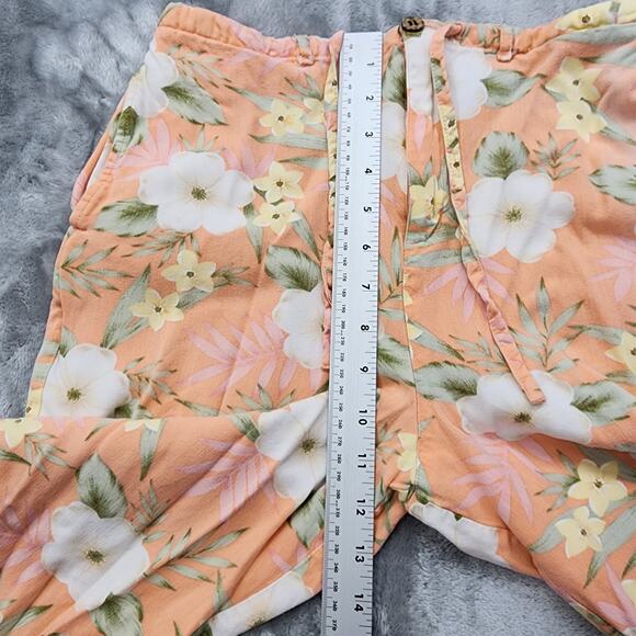 Vintage Jaclyn Smith Pants Womens M Orange Pink Yellow Floral Rayon Capri Flowy - Picture 8 of 11